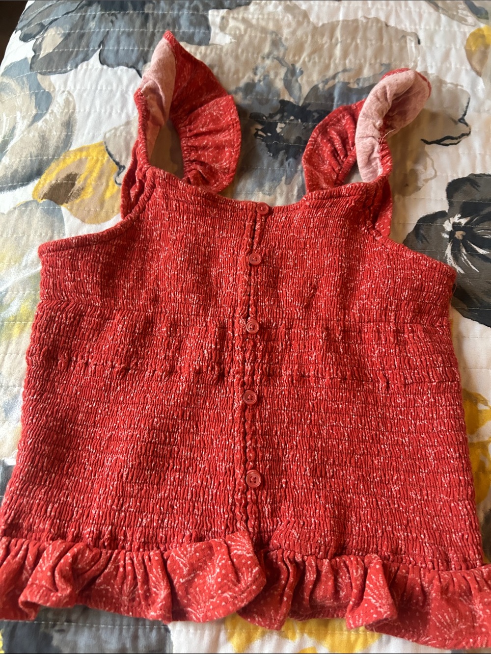 Girls Red Ruffled One-Piece Romper